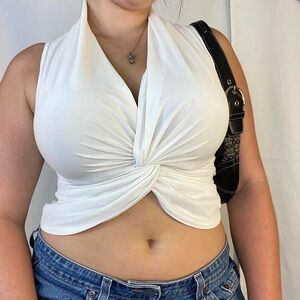 Vintage White Twist Halter Top